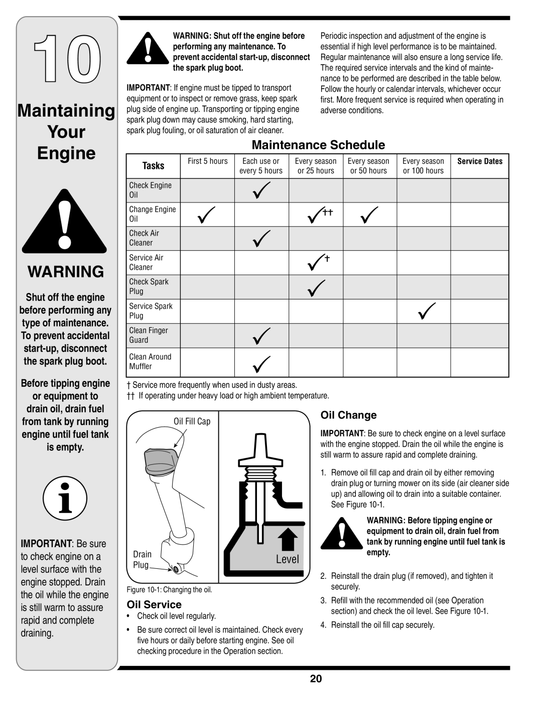 Cub Cadet 18M warranty Maintaining Your, Maintenance Schedule 