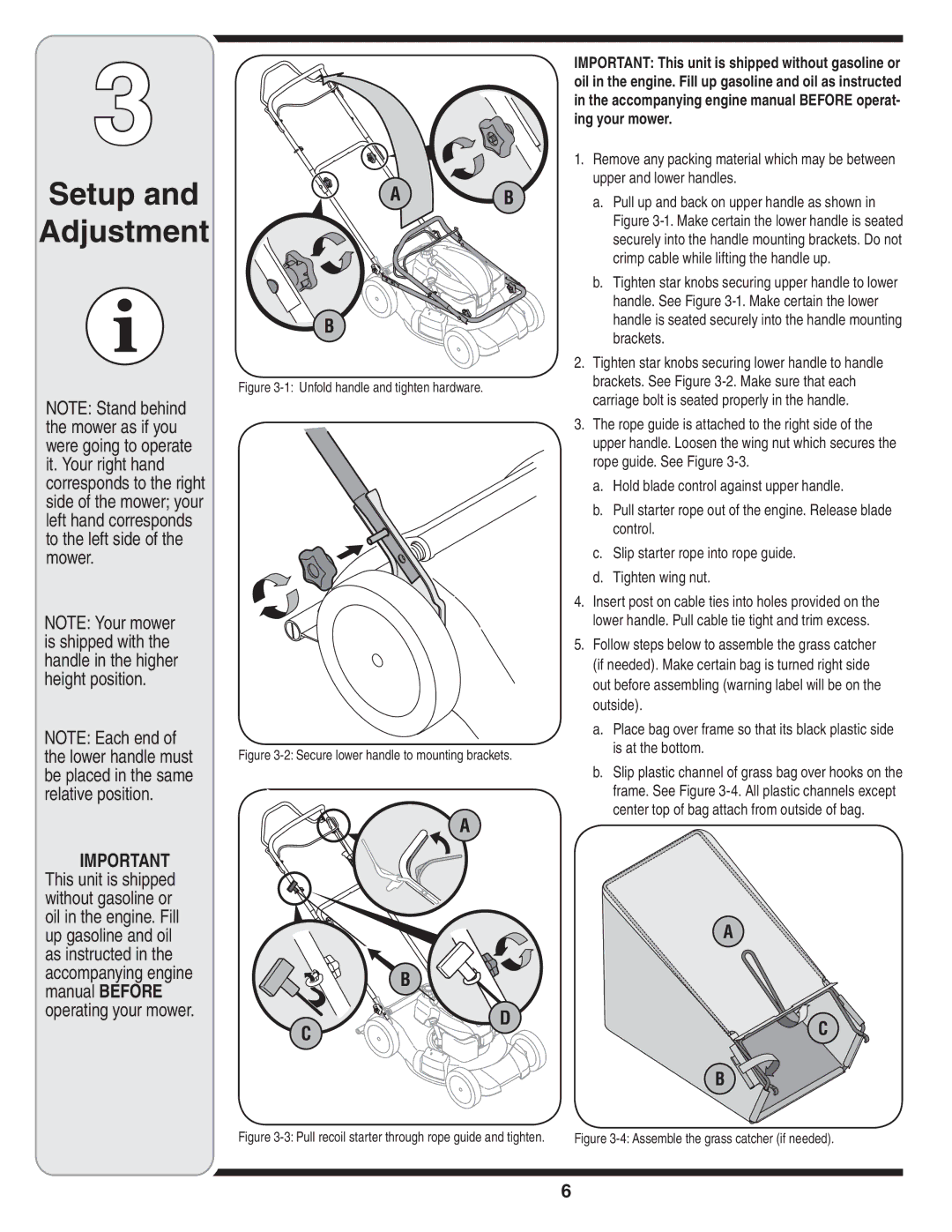 Cub Cadet 18M Upper and lower handles, Crimp cable while lifting the handle up, Brackets, Rope guide. See Figure, Control 