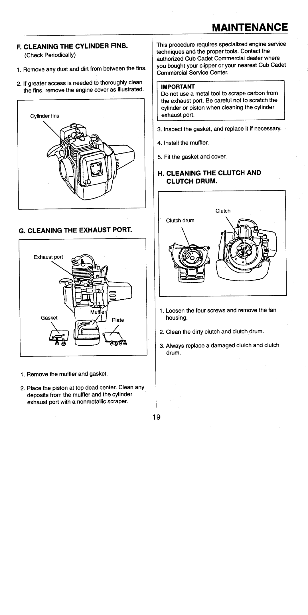 Cub Cadet 19EHC manual 