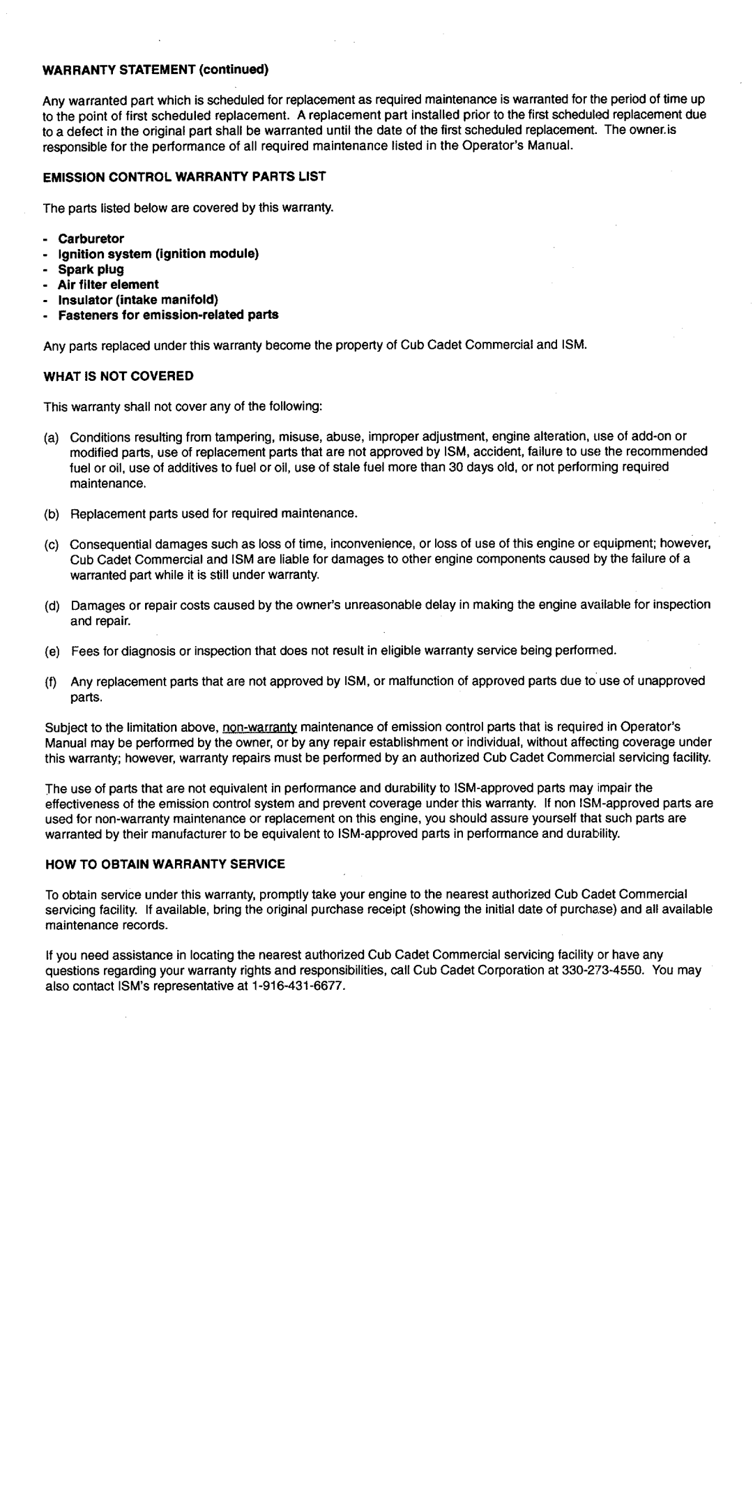 Cub Cadet 19EHC manual 