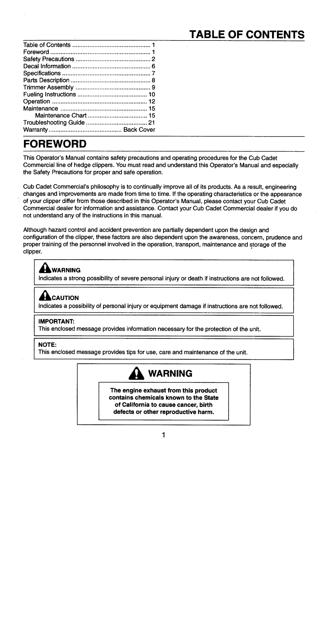 Cub Cadet 19EHC manual 