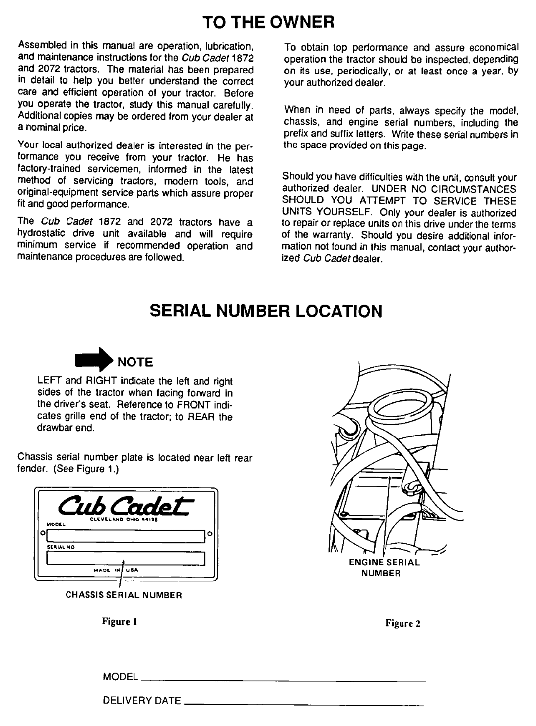 Cub Cadet 1872, 2072 manual 