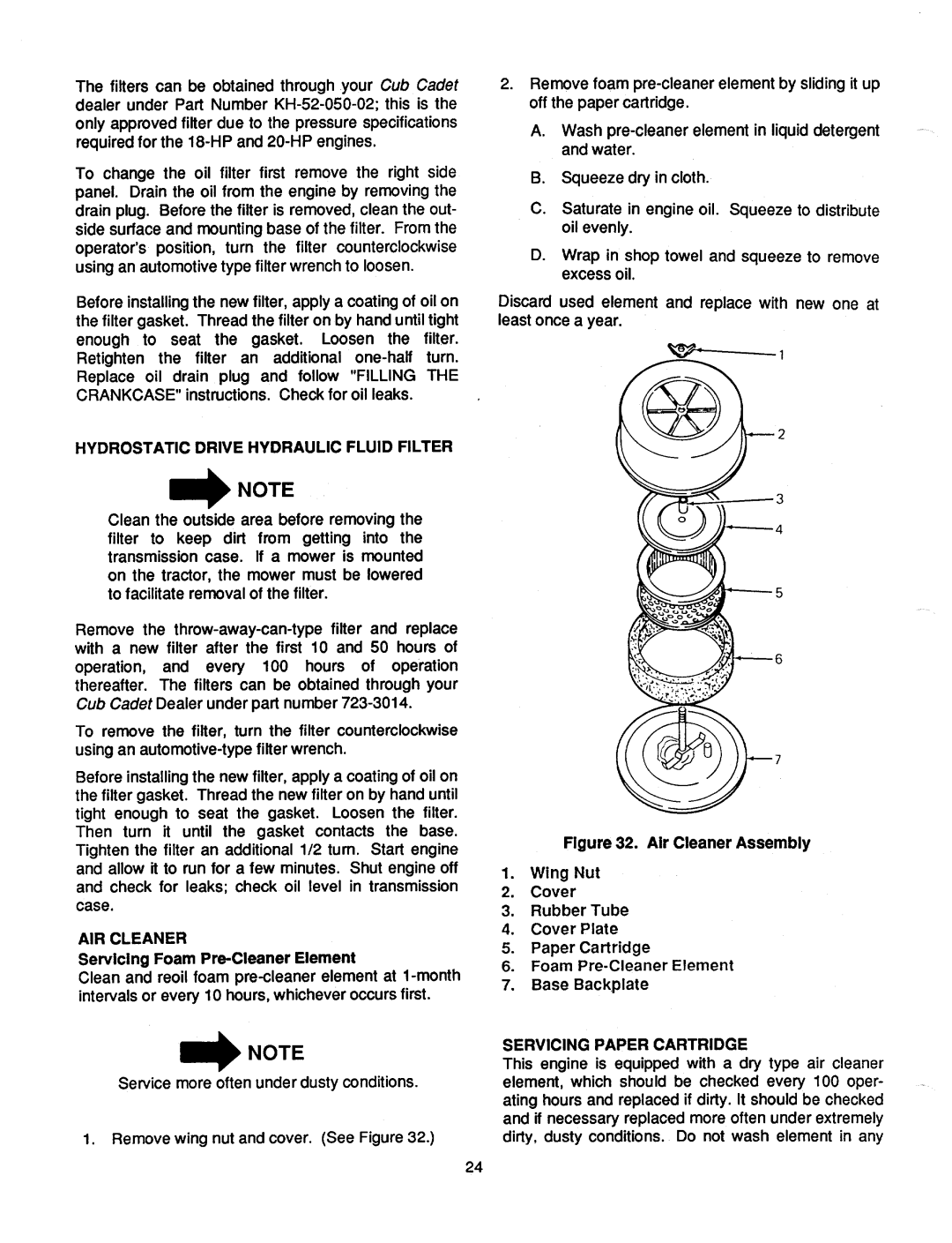 Cub Cadet 2082, 1882 manual 