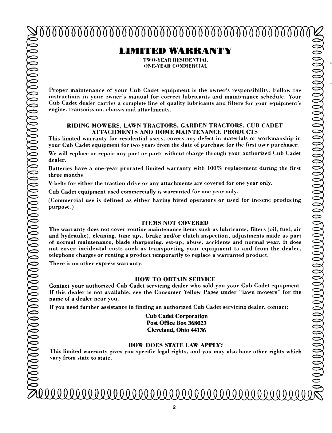 Cub Cadet 2130, 2135 manual 