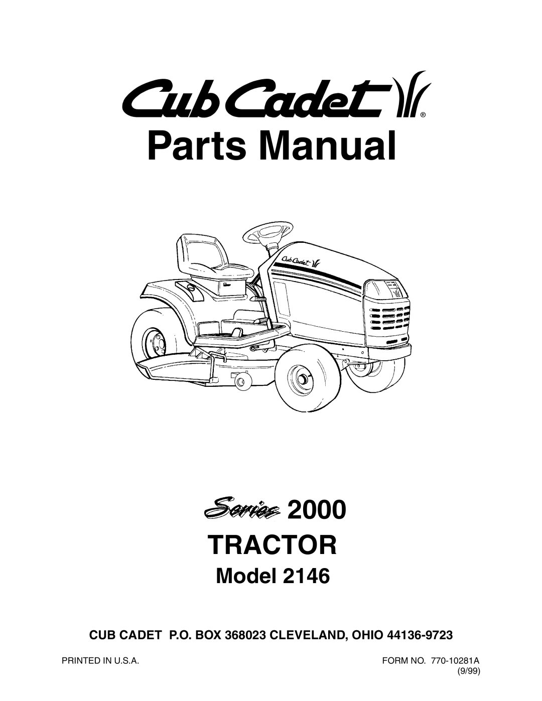 Cub Cadet 2146 manual Parts Manual 