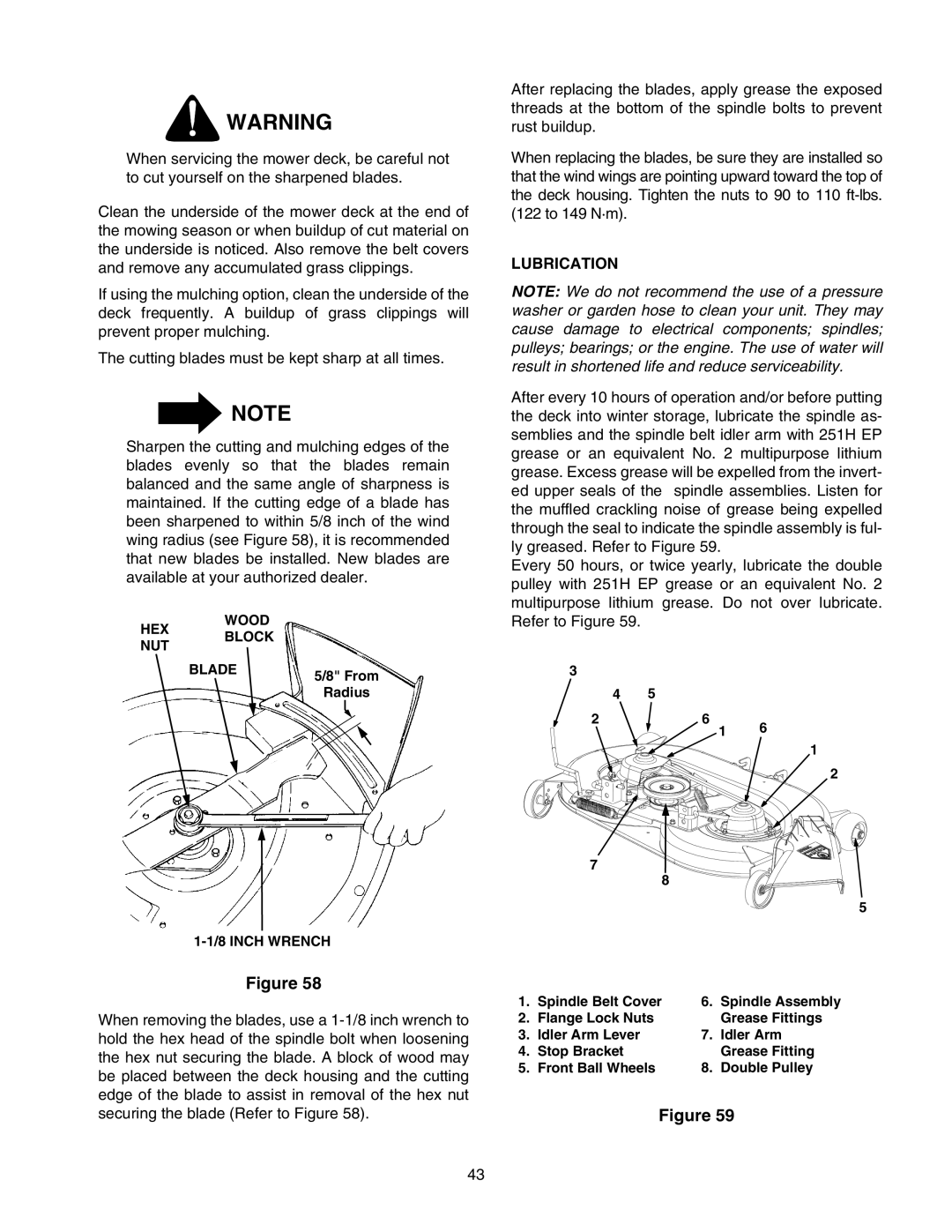 Cub Cadet 2166 manual Lubrication 