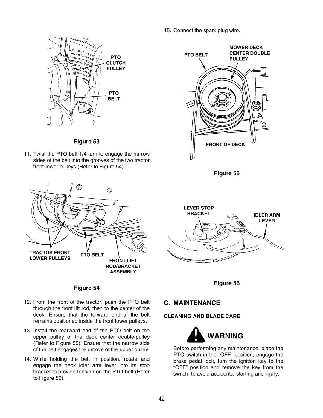 Cub Cadet 2176 manual Maintenance, Cleaning and Blade Care 