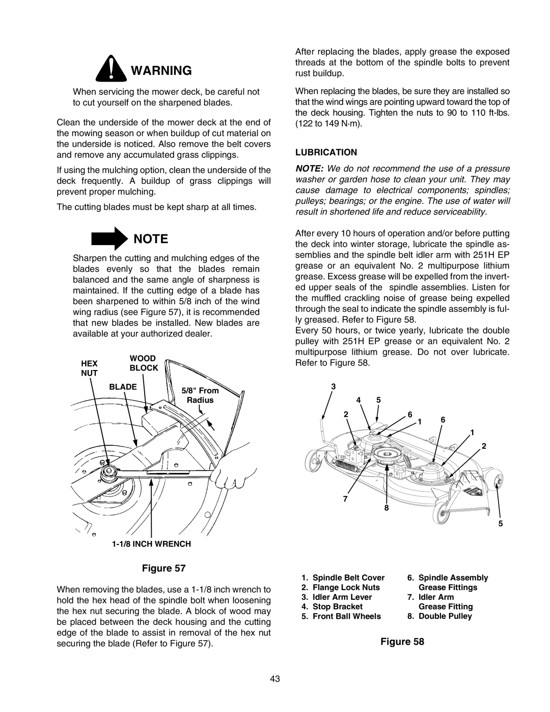 Cub Cadet 2176 manual Lubrication 