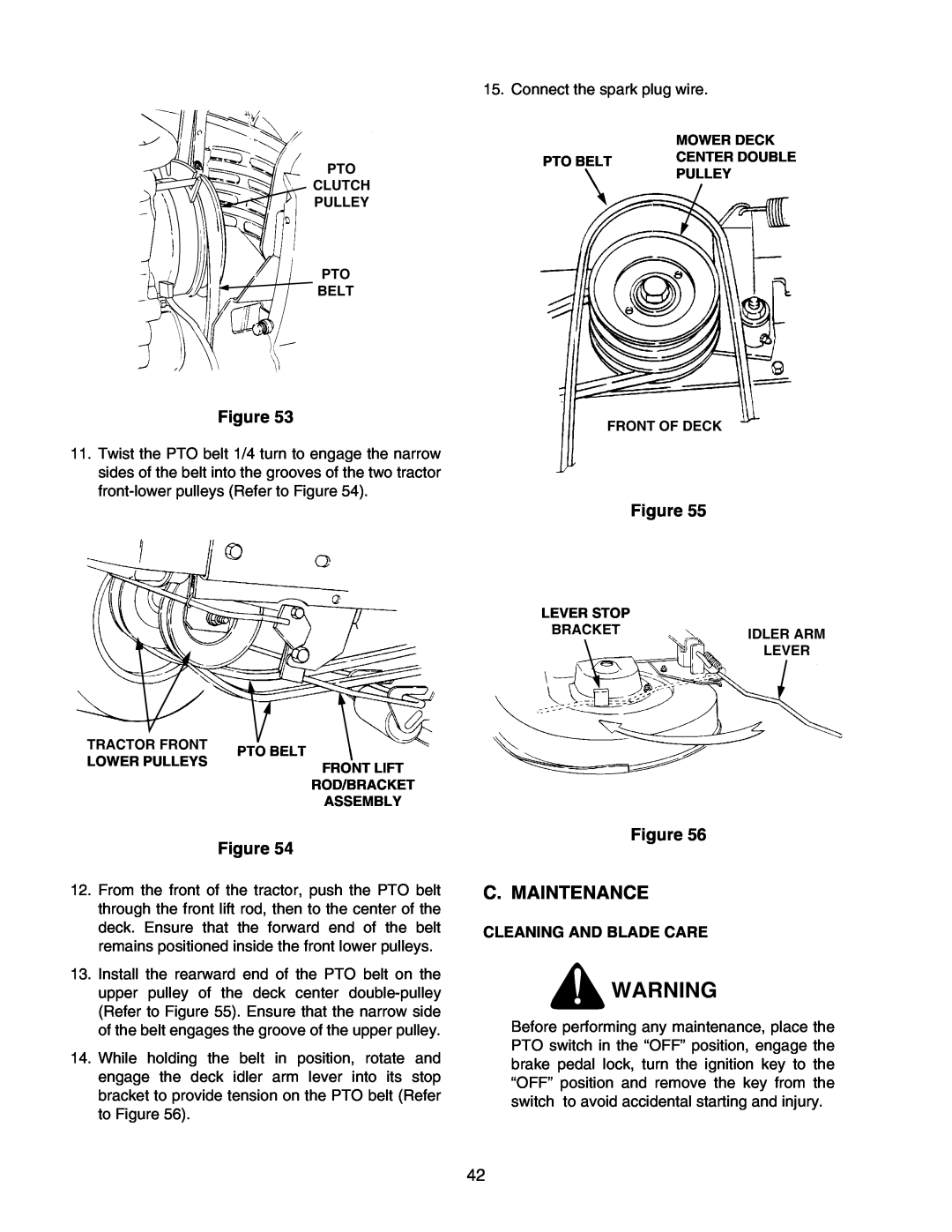 Cub Cadet 2176 manual C. Maintenance, Cleaning And Blade Care 
