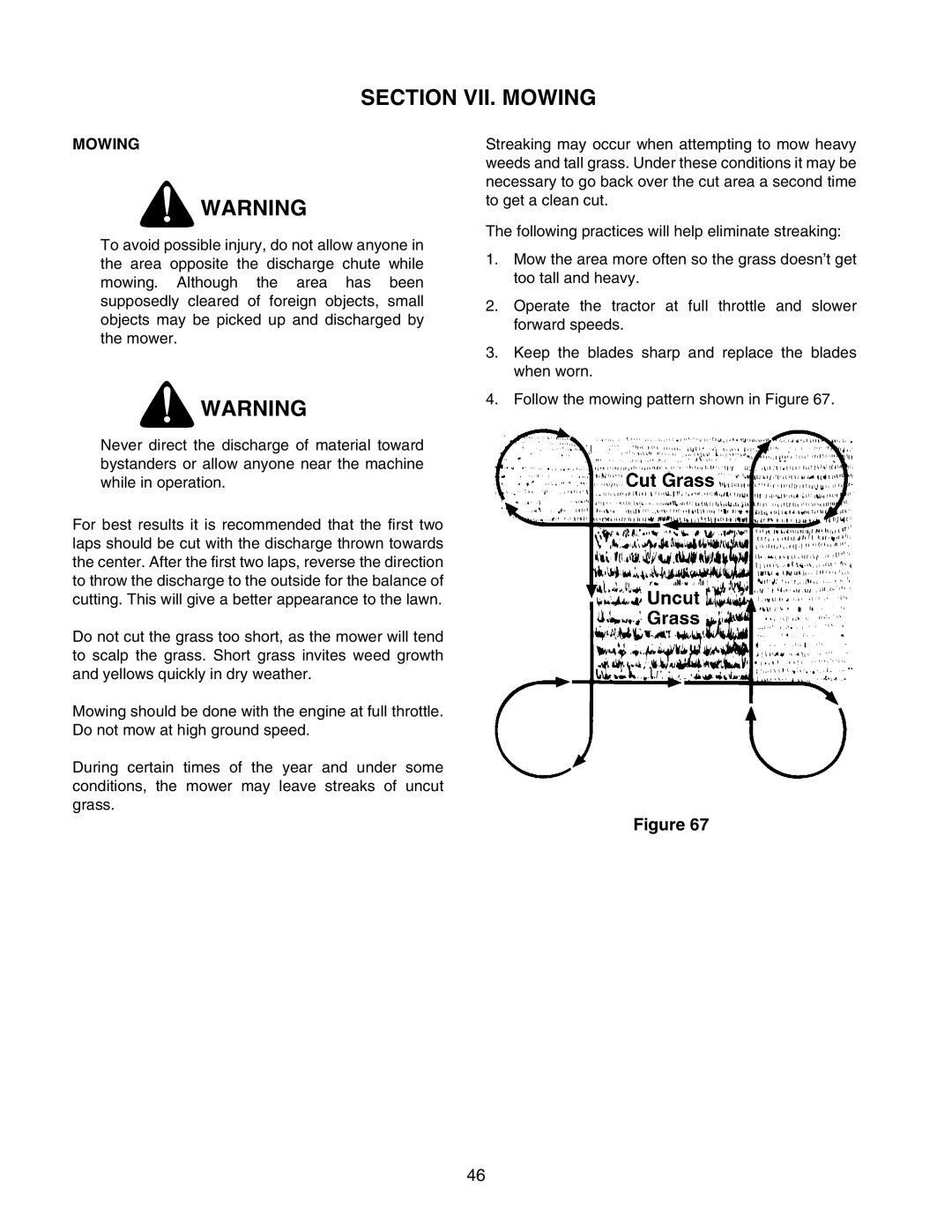 Cub Cadet 2206 manual Section VII. Mowing 