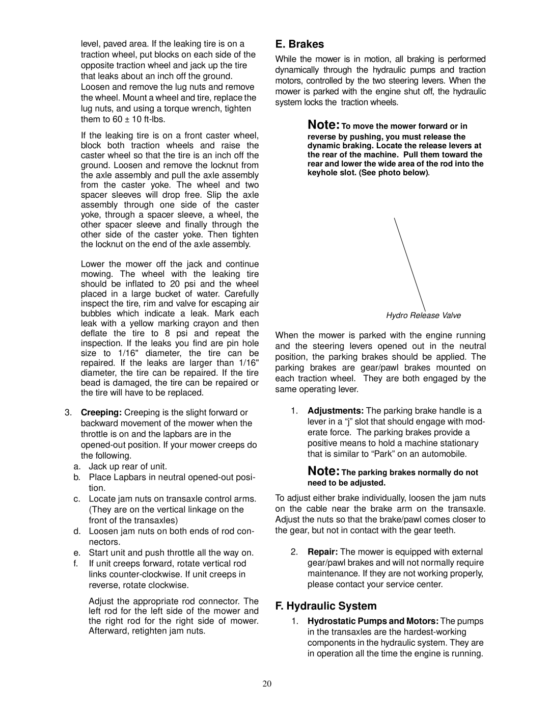 Cub Cadet 22HP Z-Force 48, 18.5HP Z-Force 42 service manual Brakes, Hydraulic System 