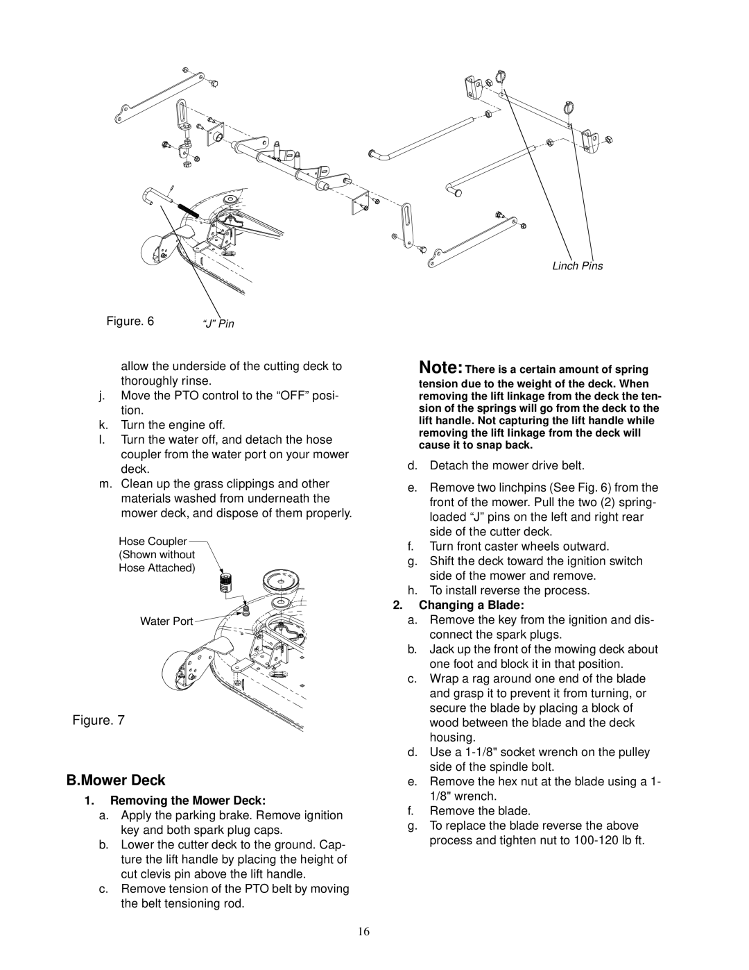 Cub Cadet 23HP Z-Force 50 service manual Removing the Mower Deck, Changing a Blade 