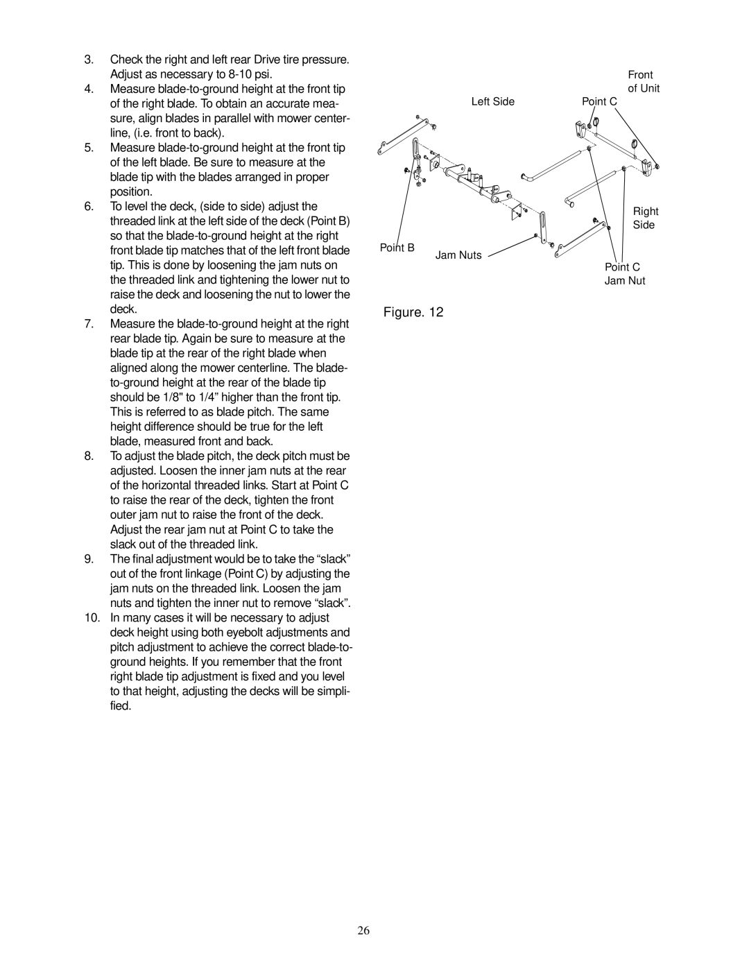 Cub Cadet 23HP Z-Force 50 service manual Adjust as necessary to 8-10 psi 