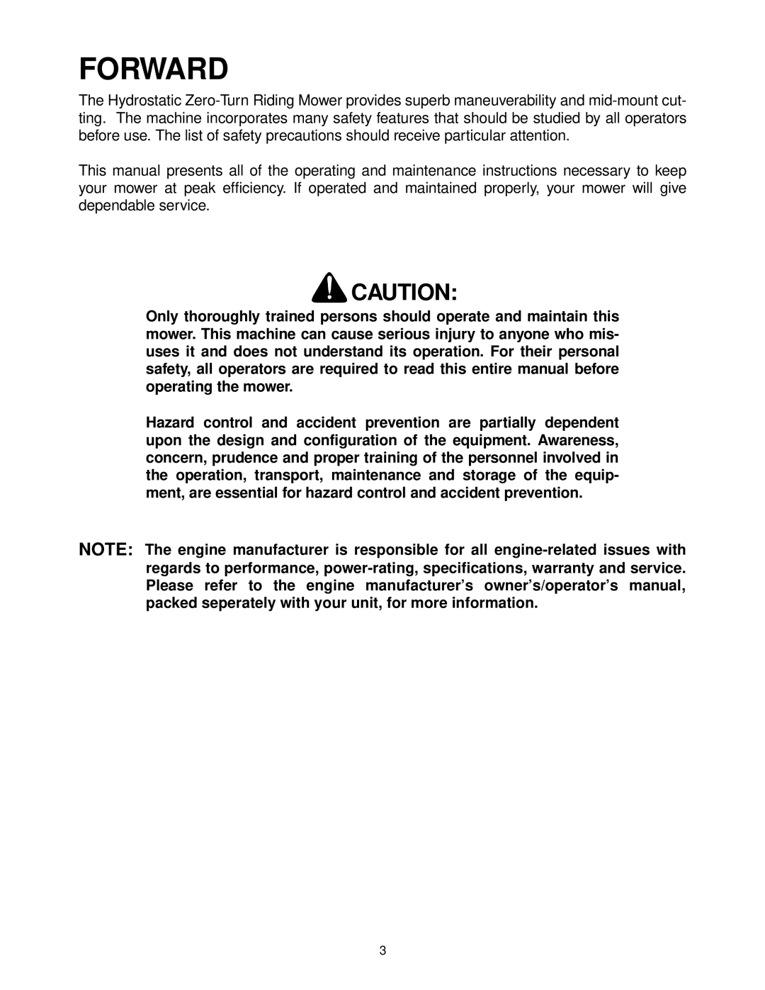 Cub Cadet 23HP Z-Force 50 service manual Forward 