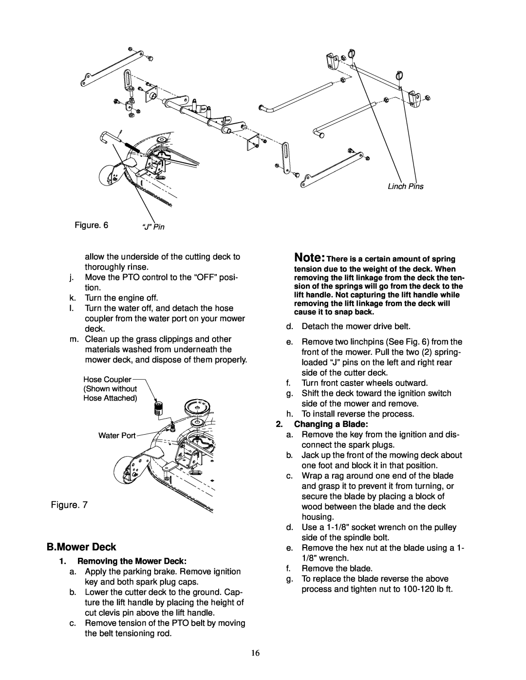 Cub Cadet 23HP Z-Force 50 service manual B.Mower Deck, Removing the Mower Deck, Changing a Blade 
