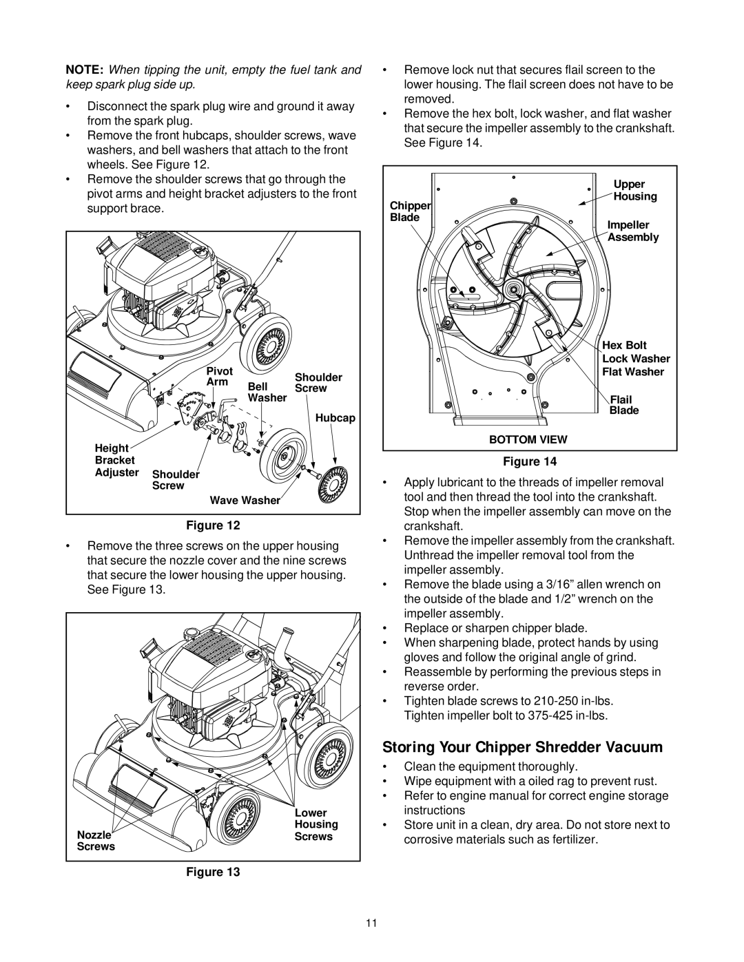 Cub Cadet 24A-030E100 manual Storing Your Chipper Shredder Vacuum 