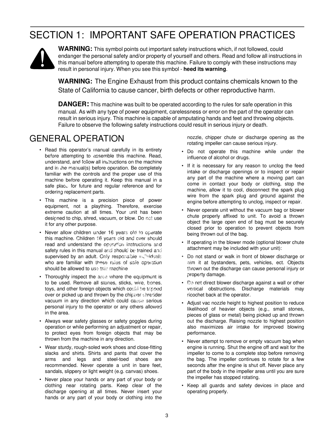 Cub Cadet 24A-030E100 manual Important Safe Operation Practices, General Operation 