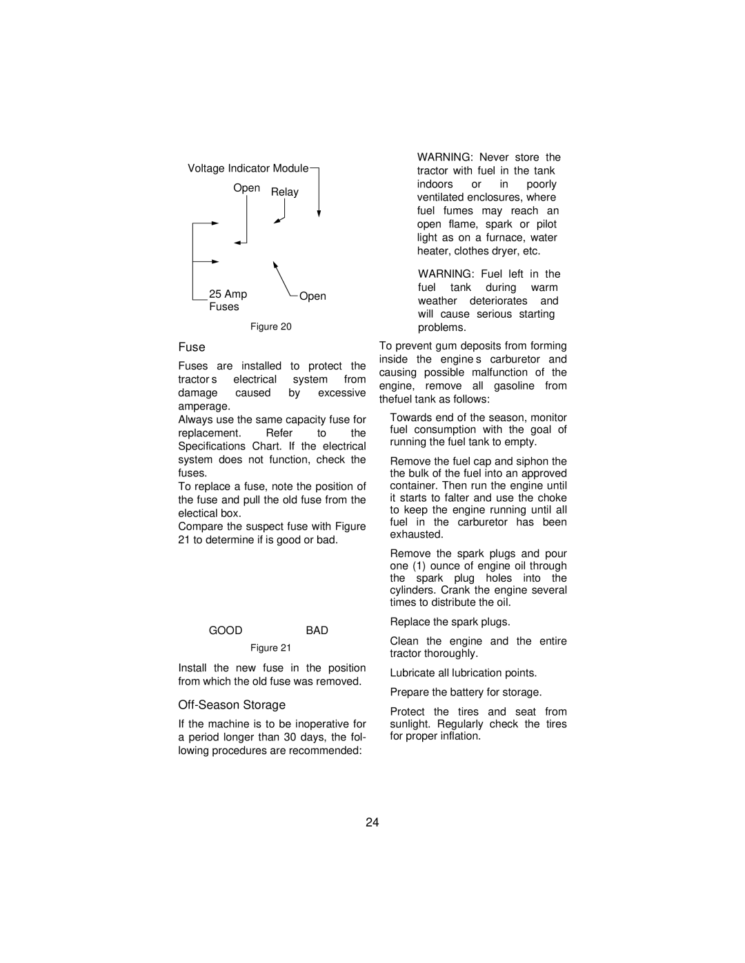 Cub Cadet 3165 manual Fuse, Off-Season Storage 