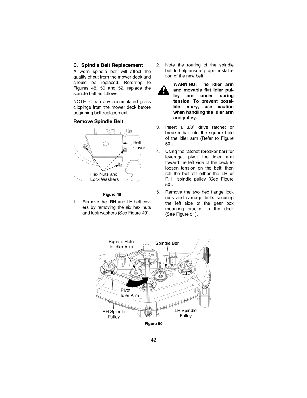 Cub Cadet 3184 manual Spindle Belt Replacement, Remove Spindle Belt 