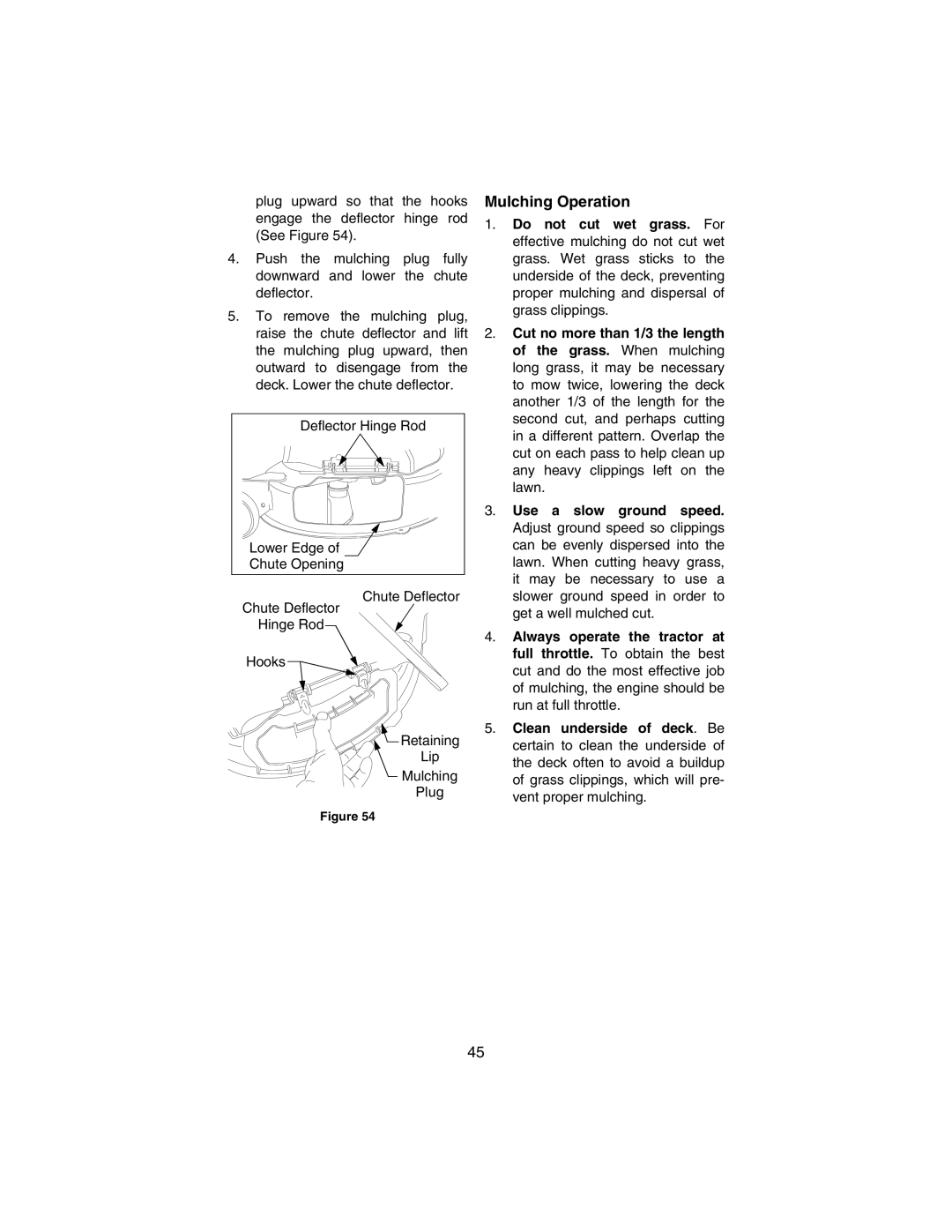 Cub Cadet 3184 manual Mulching Operation 