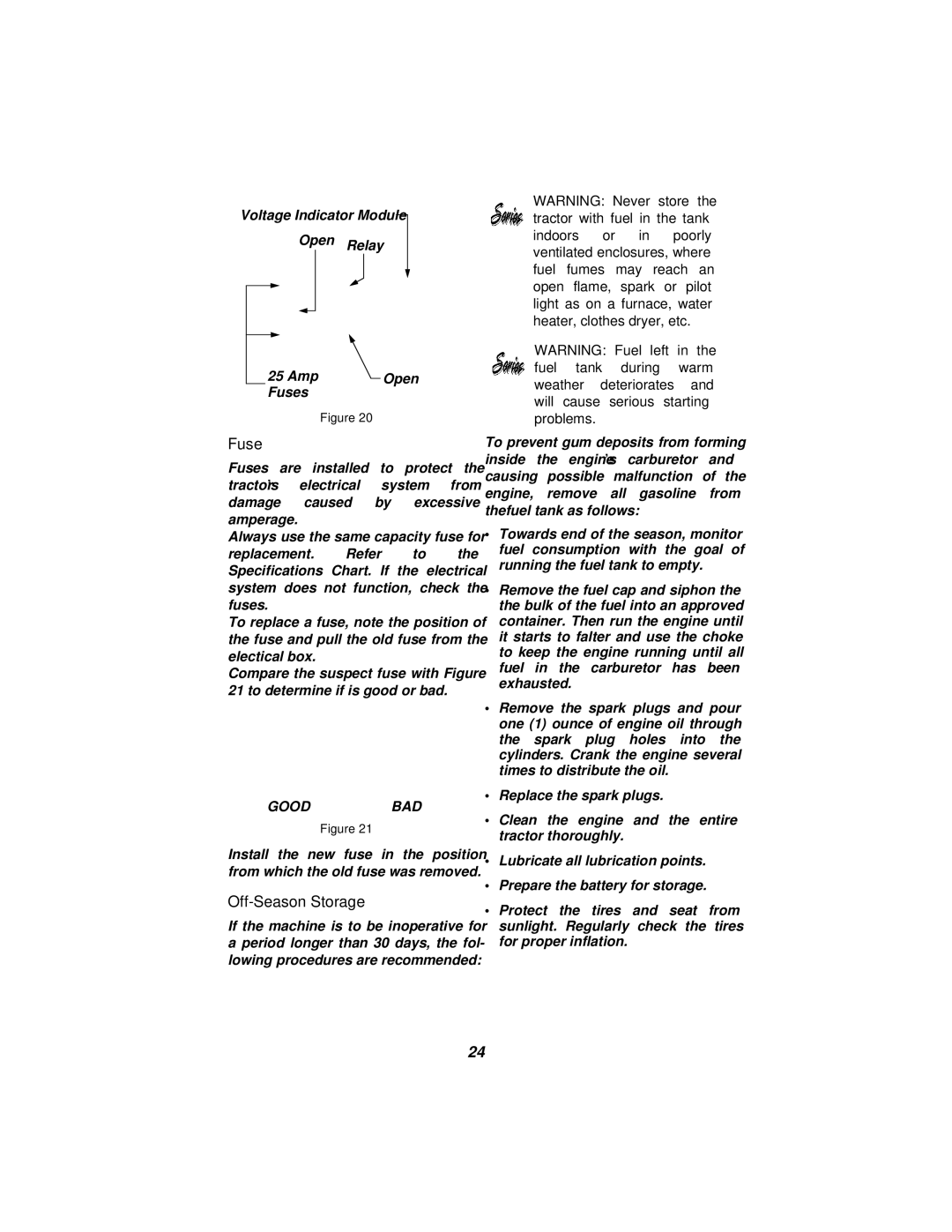 Cub Cadet 3185 manual Fuse, Off-Season Storage 