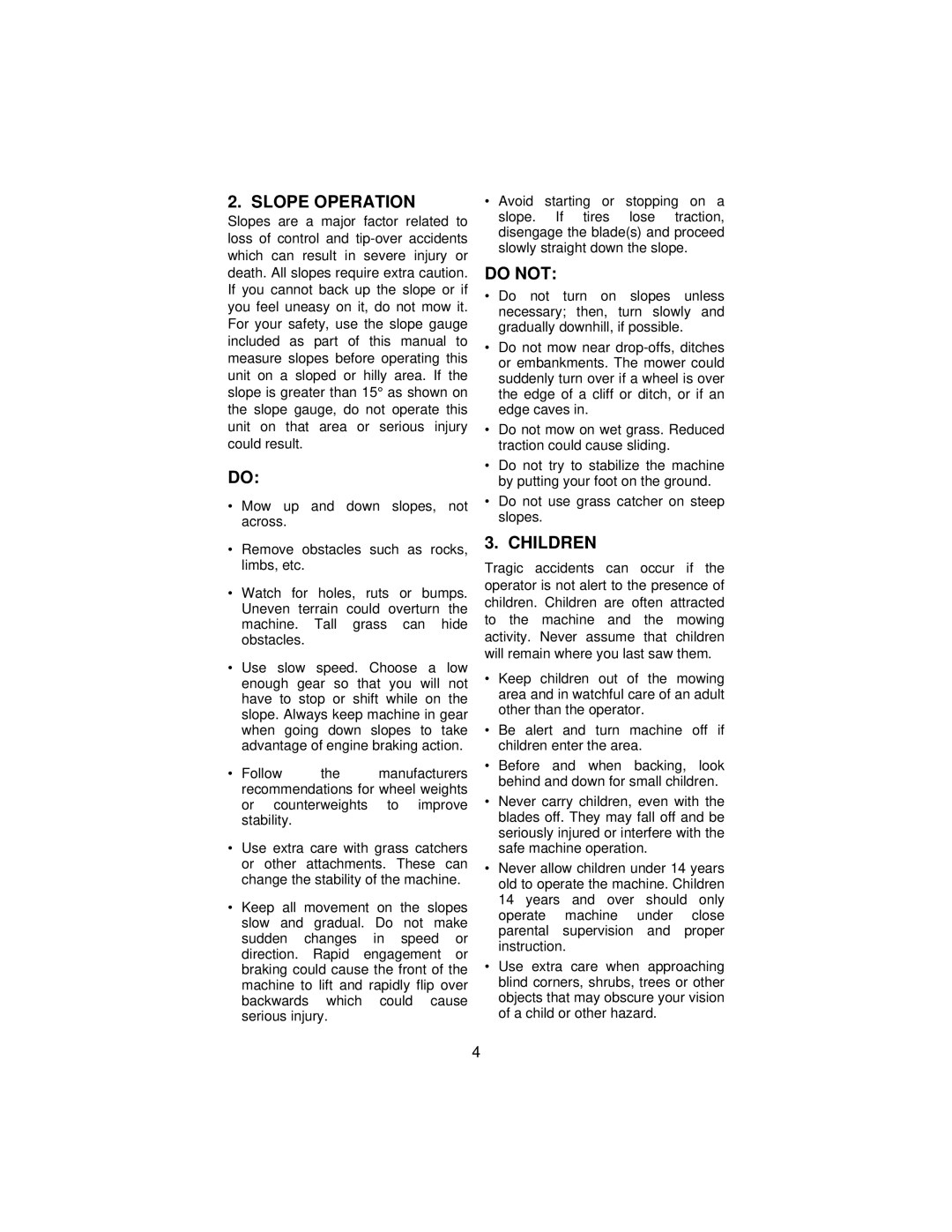 Cub Cadet 3185 manual Slope Operation 