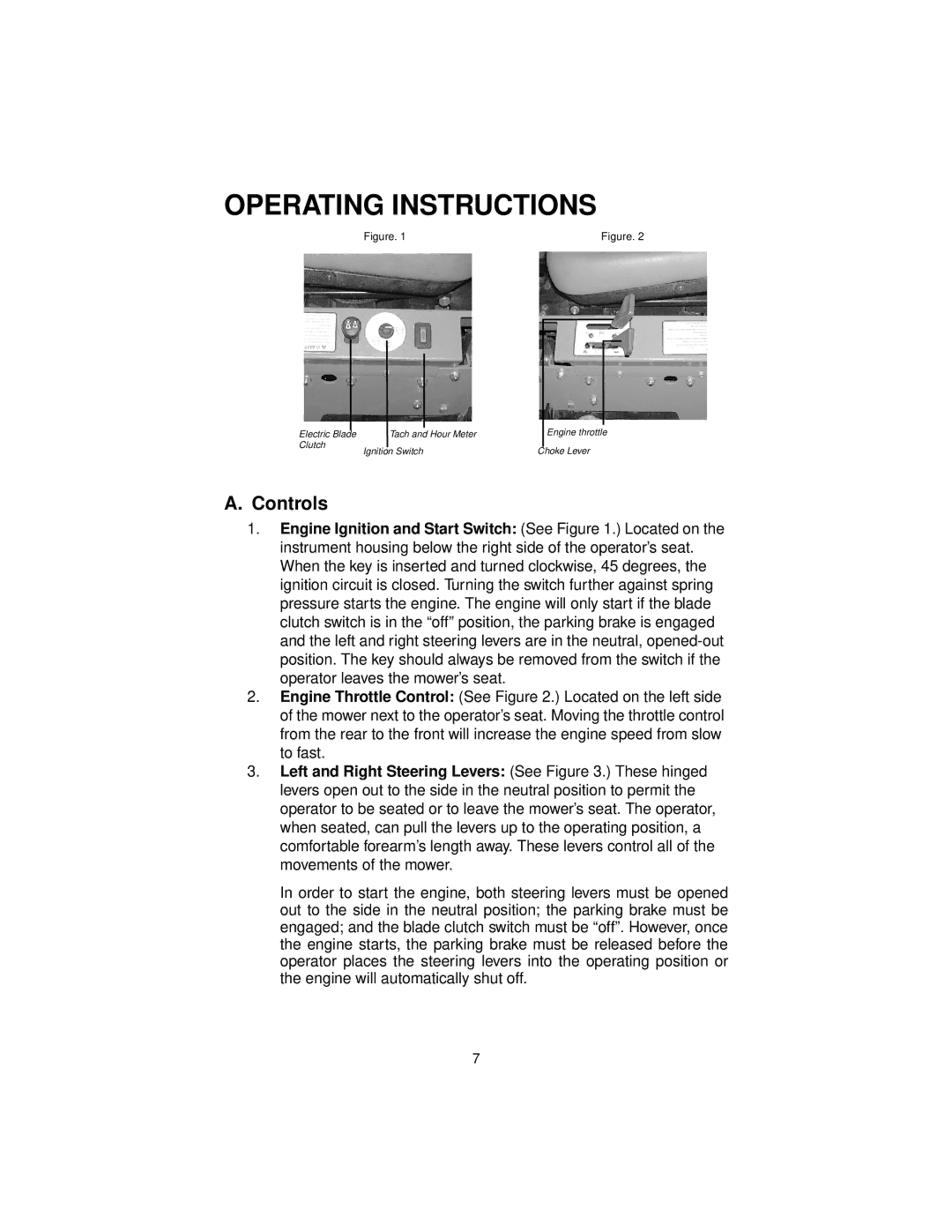 Cub Cadet 3654, 3660 service manual Operating Instructions, Controls 