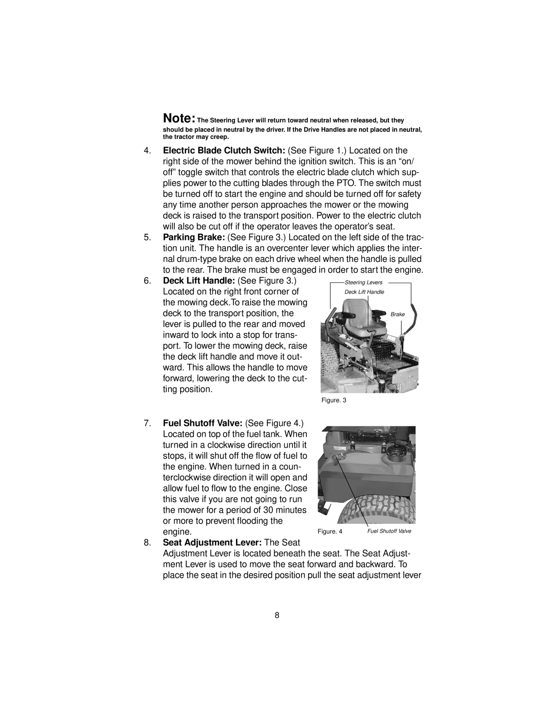 Cub Cadet 3654, 3660 service manual Seat Adjustment Lever The Seat 