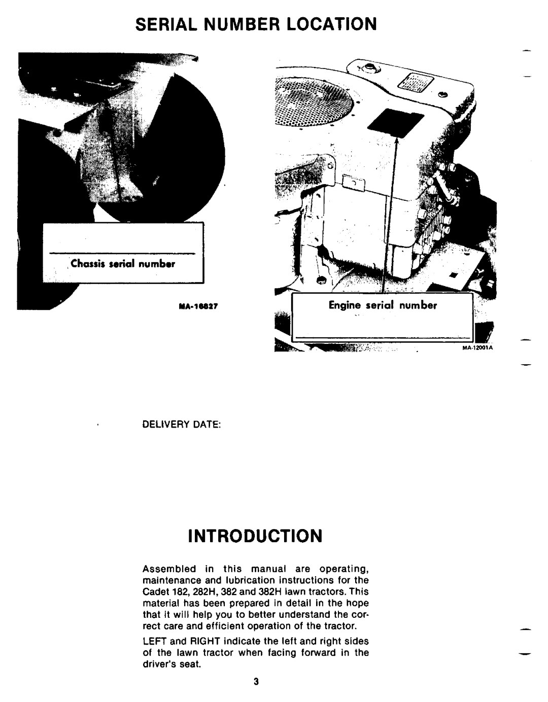 Cub Cadet 382H, 182 manual 