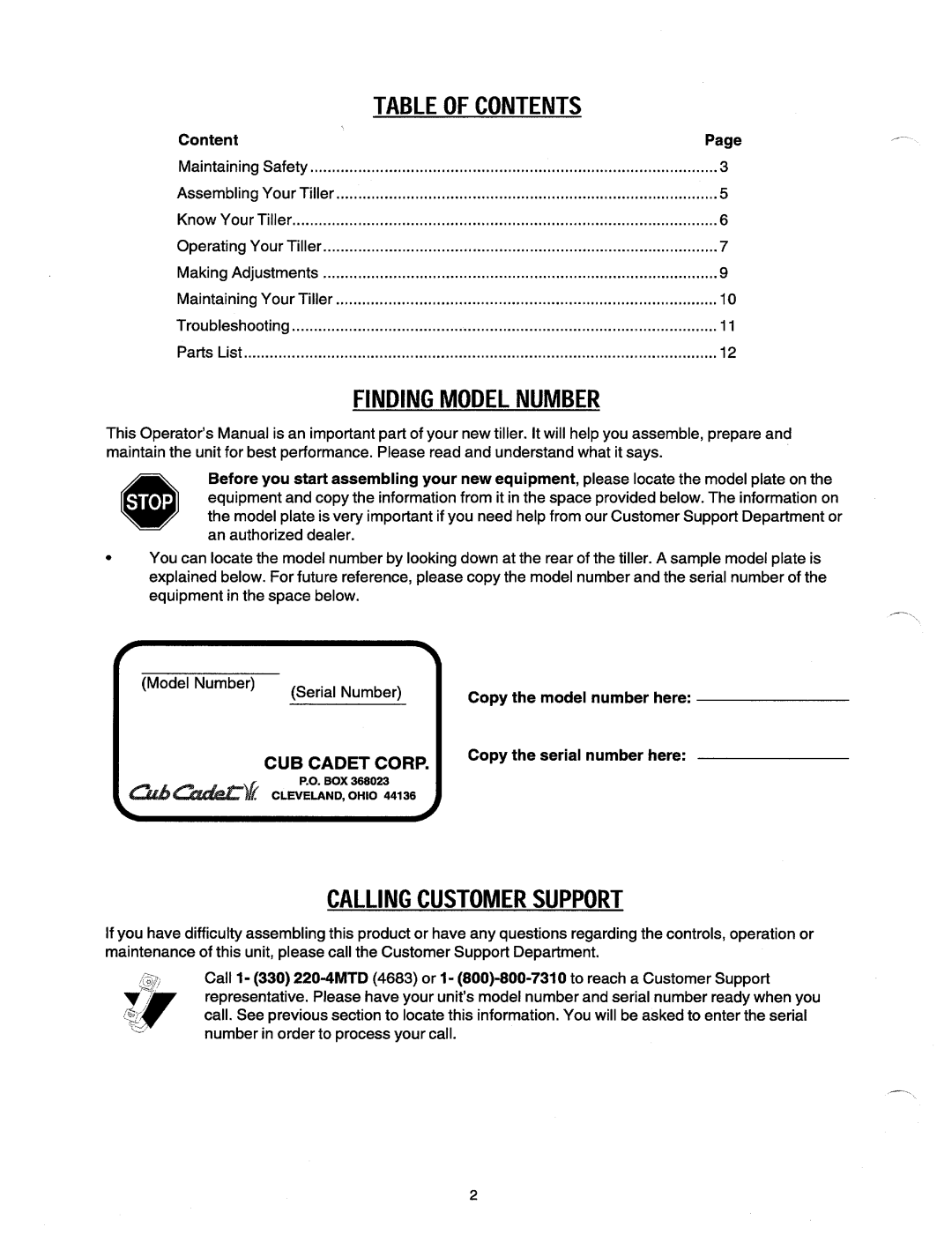 Cub Cadet 394 manual 