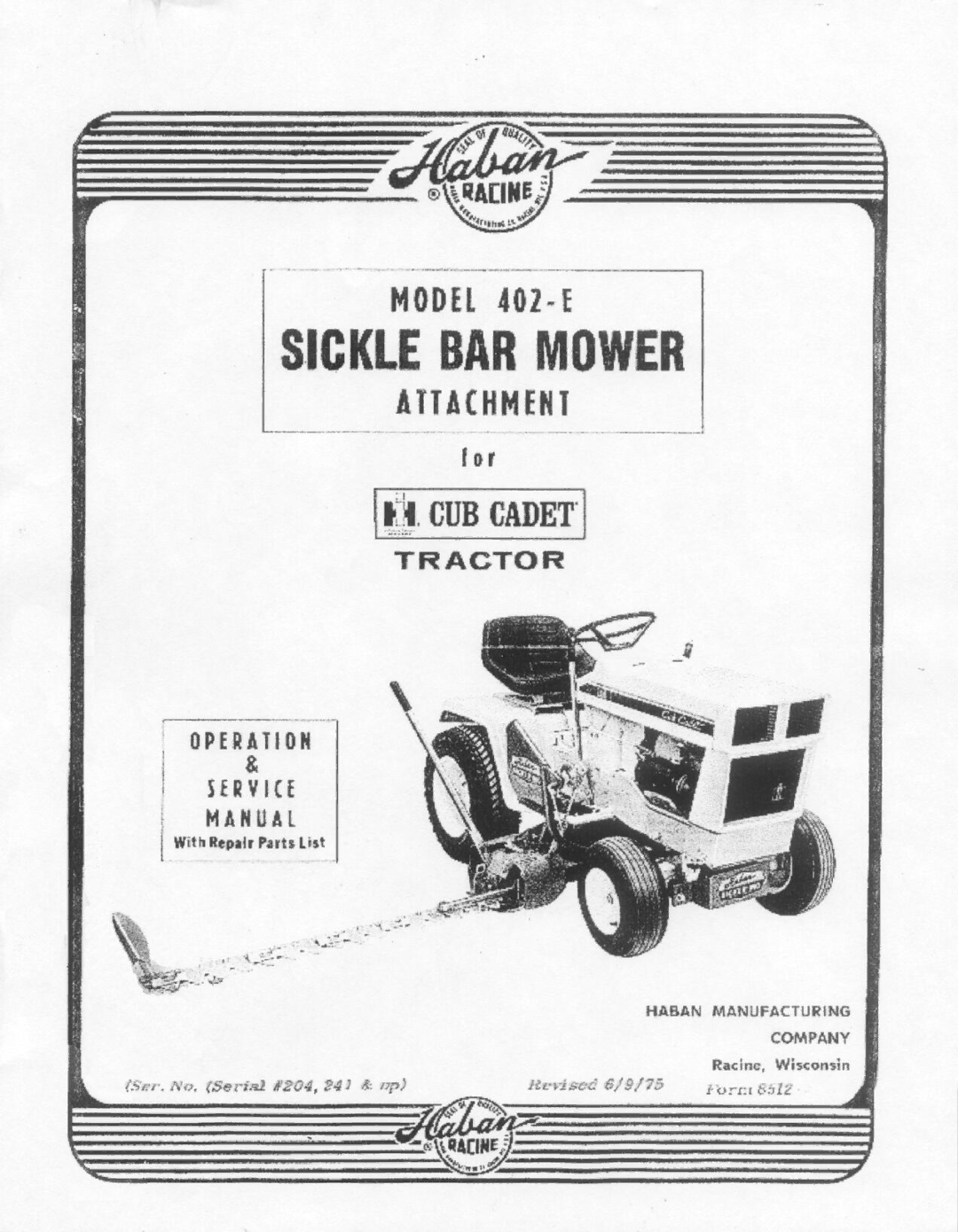 Cub Cadet 402-E manual 