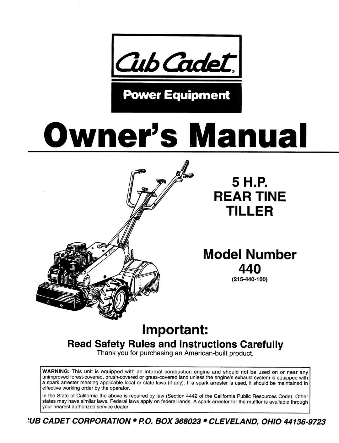 Cub Cadet 440 manual 