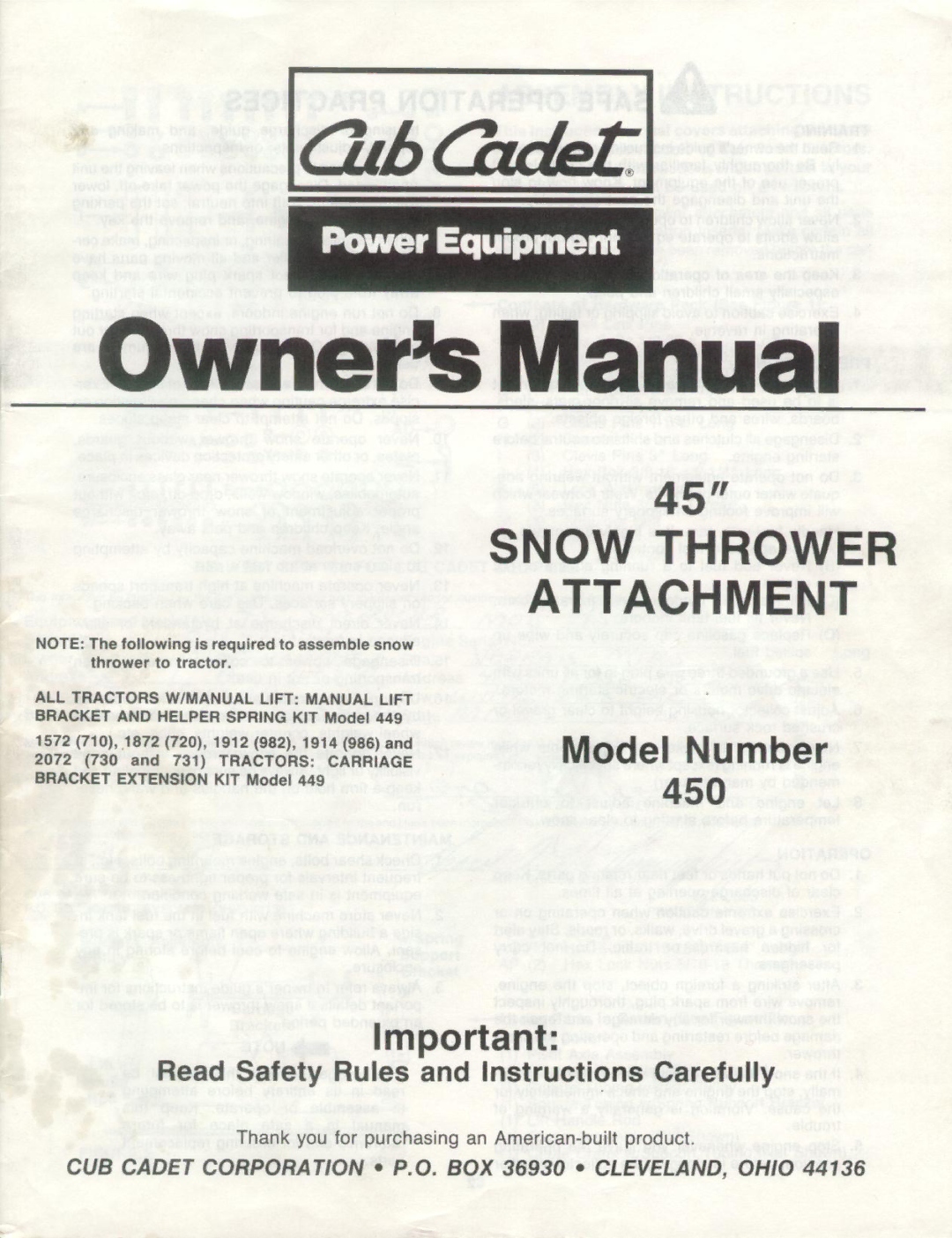 Cub Cadet 450 manual 