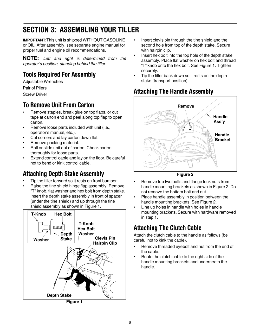 Cub Cadet 454 manual Assembling Your Tiller 