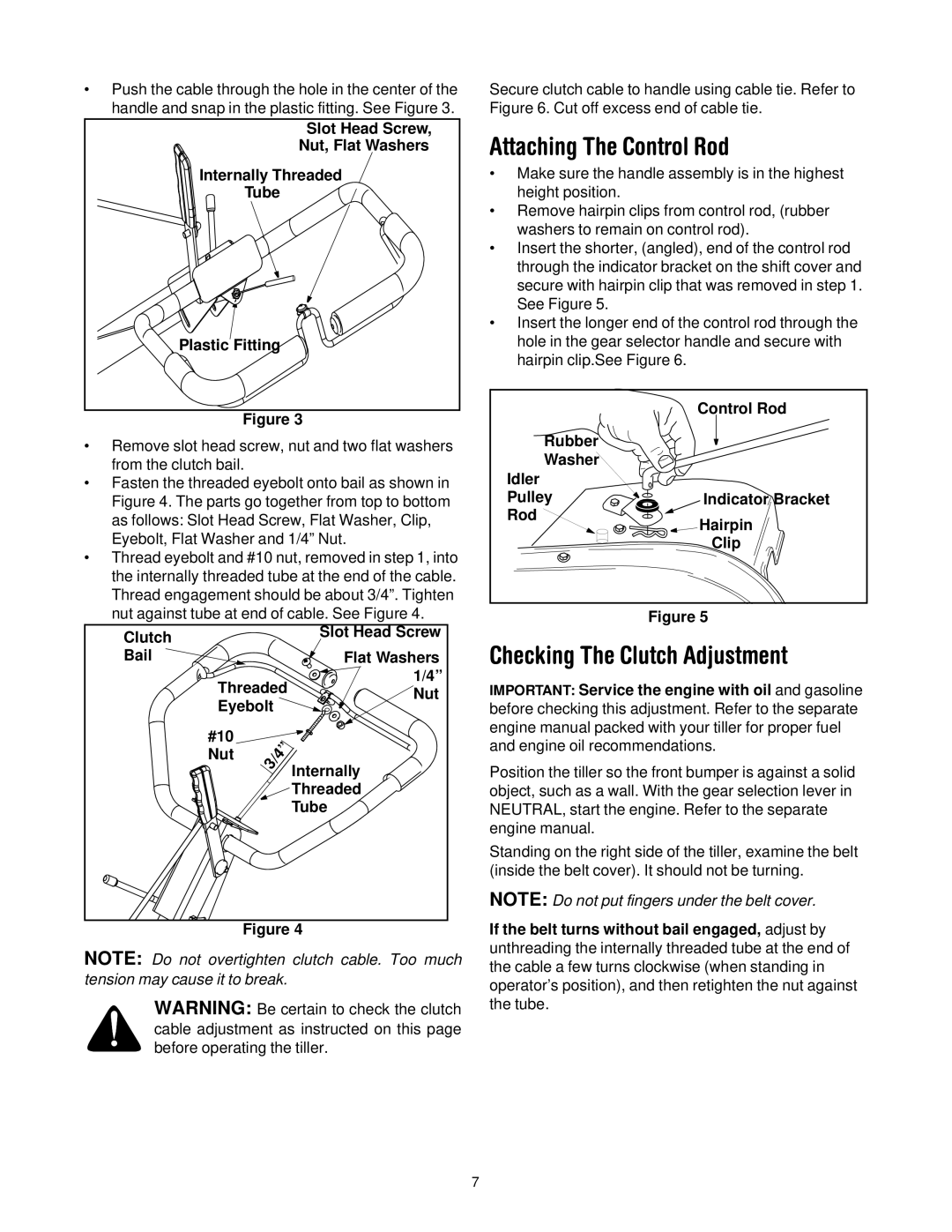 Cub Cadet 454 manual Attaching The Control Rod, Checking The Clutch Adjustment 