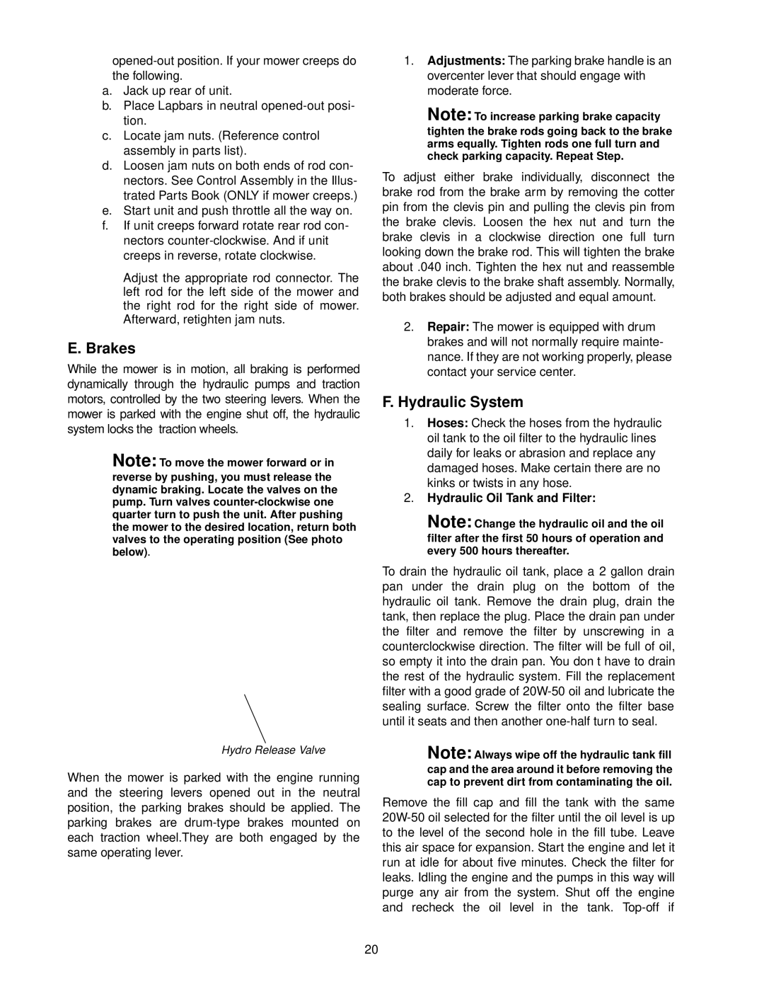 Cub Cadet 48-inch Fabricated Deck service manual Brakes, Hydraulic System, Hydraulic Oil Tank and Filter 