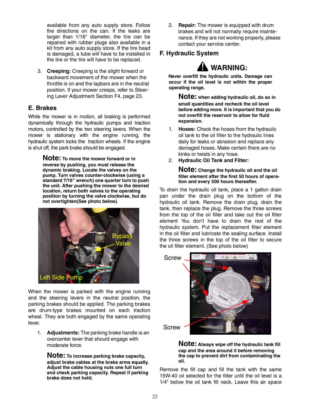 Cub Cadet 48-inch/54-inch/60-inch/72-inch service manual Brakes, Hydraulic Oil Tank and Filter 