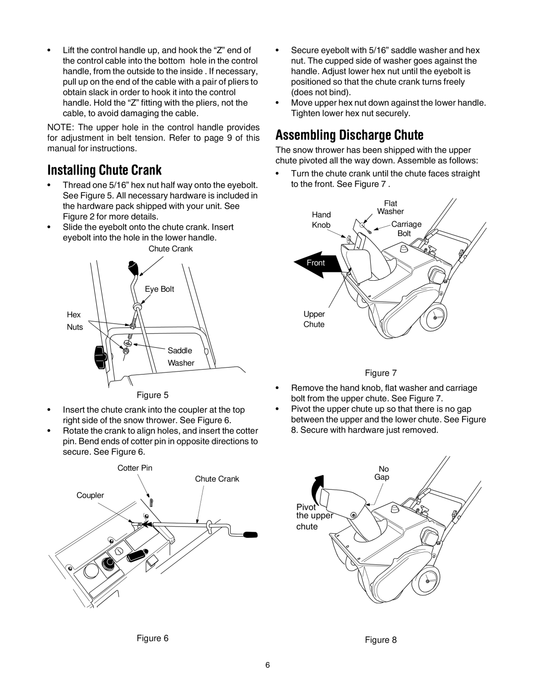 Cub Cadet 521E manual Installing Chute Crank, Assembling Discharge Chute 