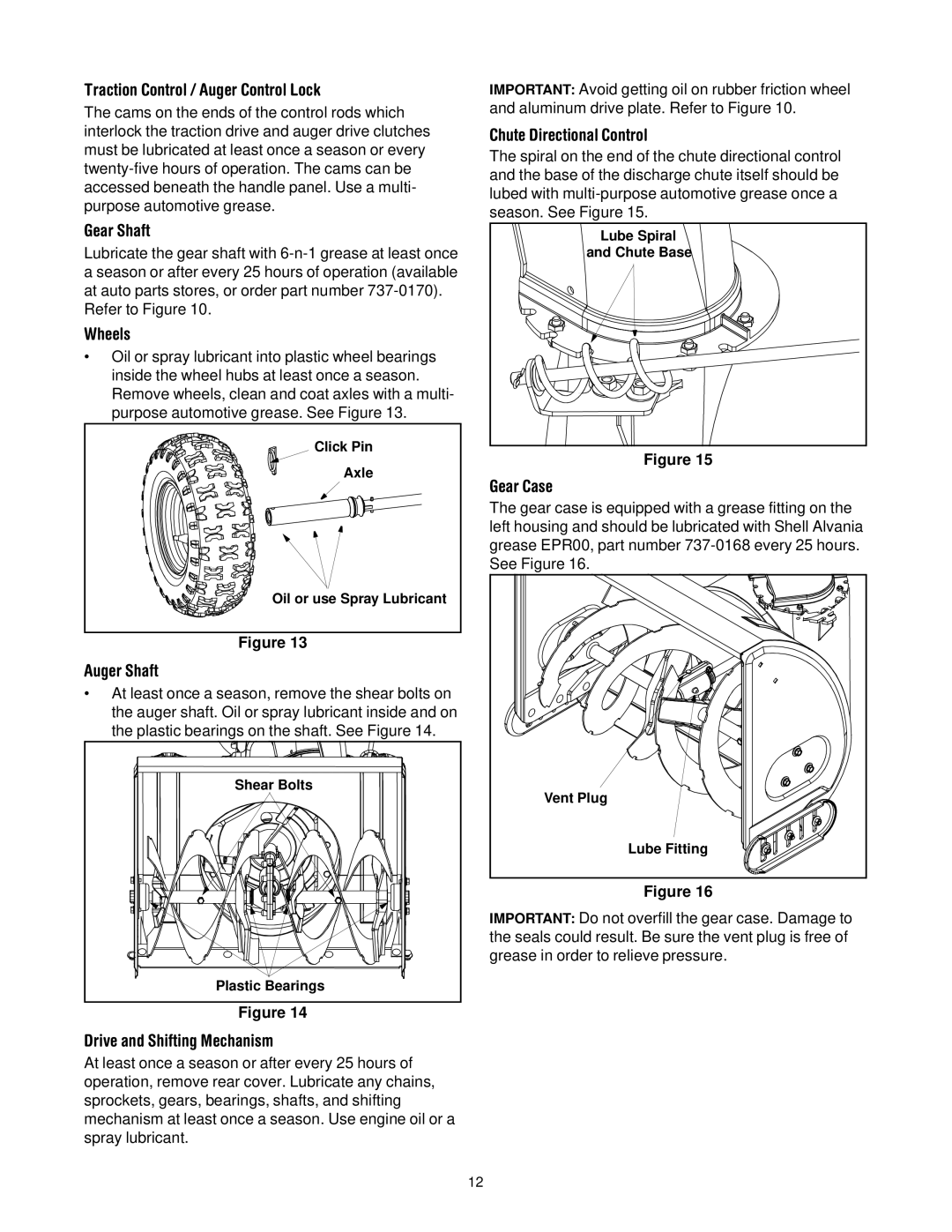 Cub Cadet 522 WE Traction Control / Auger Control Lock, Gear Shaft, Wheels, Auger Shaft, Drive and Shifting Mechanism 