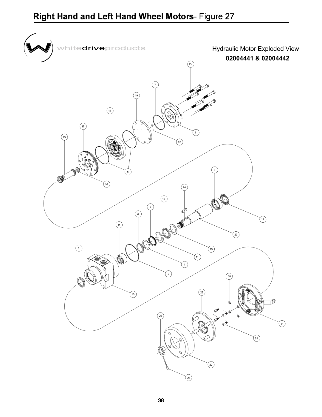 Cub Cadet 53AI8CT8050 manual Right Hand and Left Hand Wheel Motors- Figure, Hydraulic Motor Exploded View, 02004441 