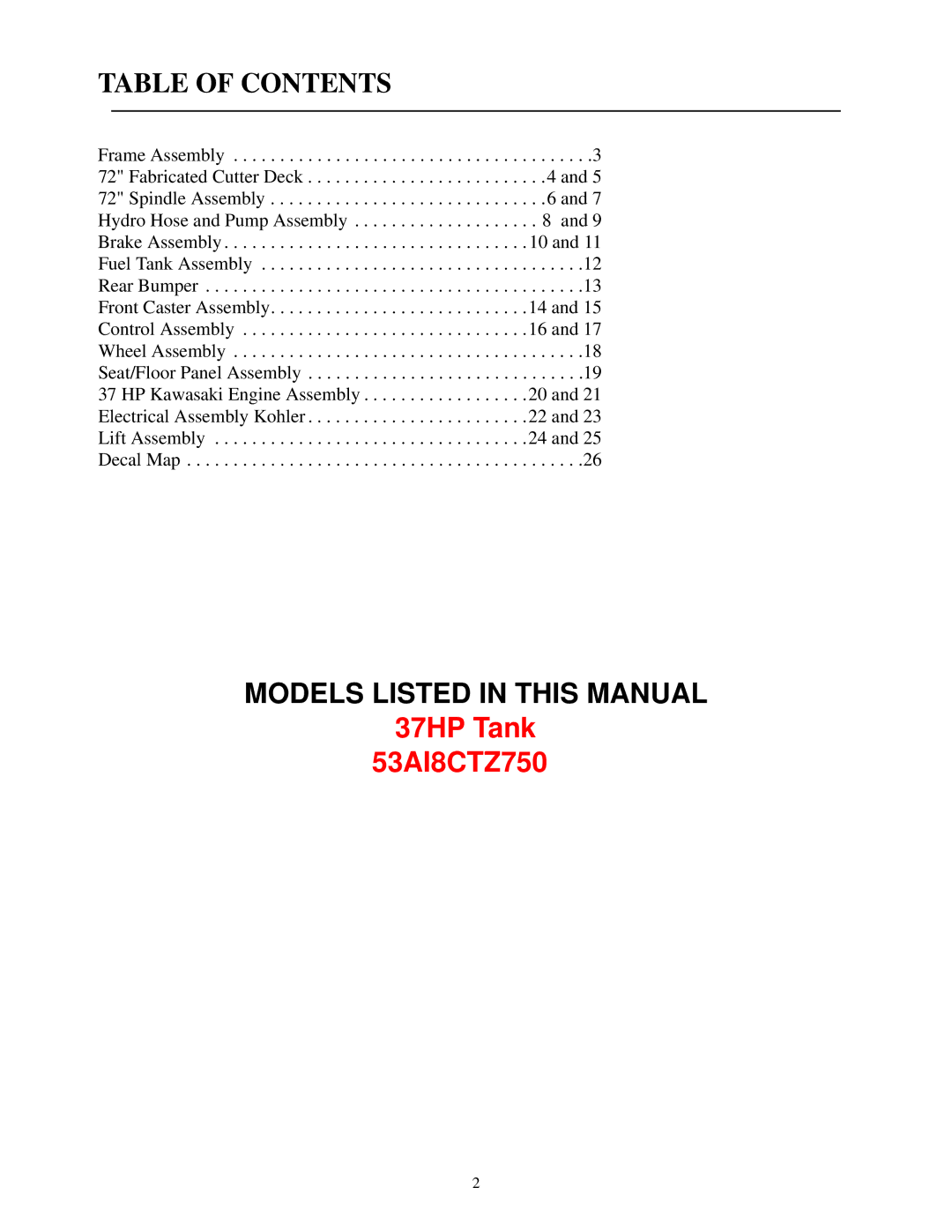 Cub Cadet 53AI8CTZ750 manual Models Listed in this Manual 