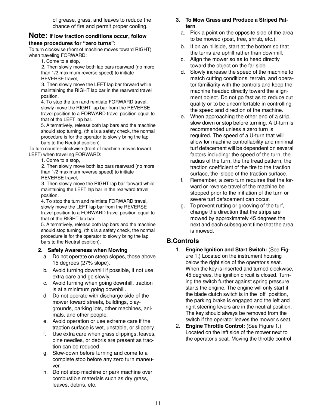 Cub Cadet 53AJ8CT6050 service manual Safety Awareness when Mowing, To Mow Grass and Produce a Striped Pat- tern 