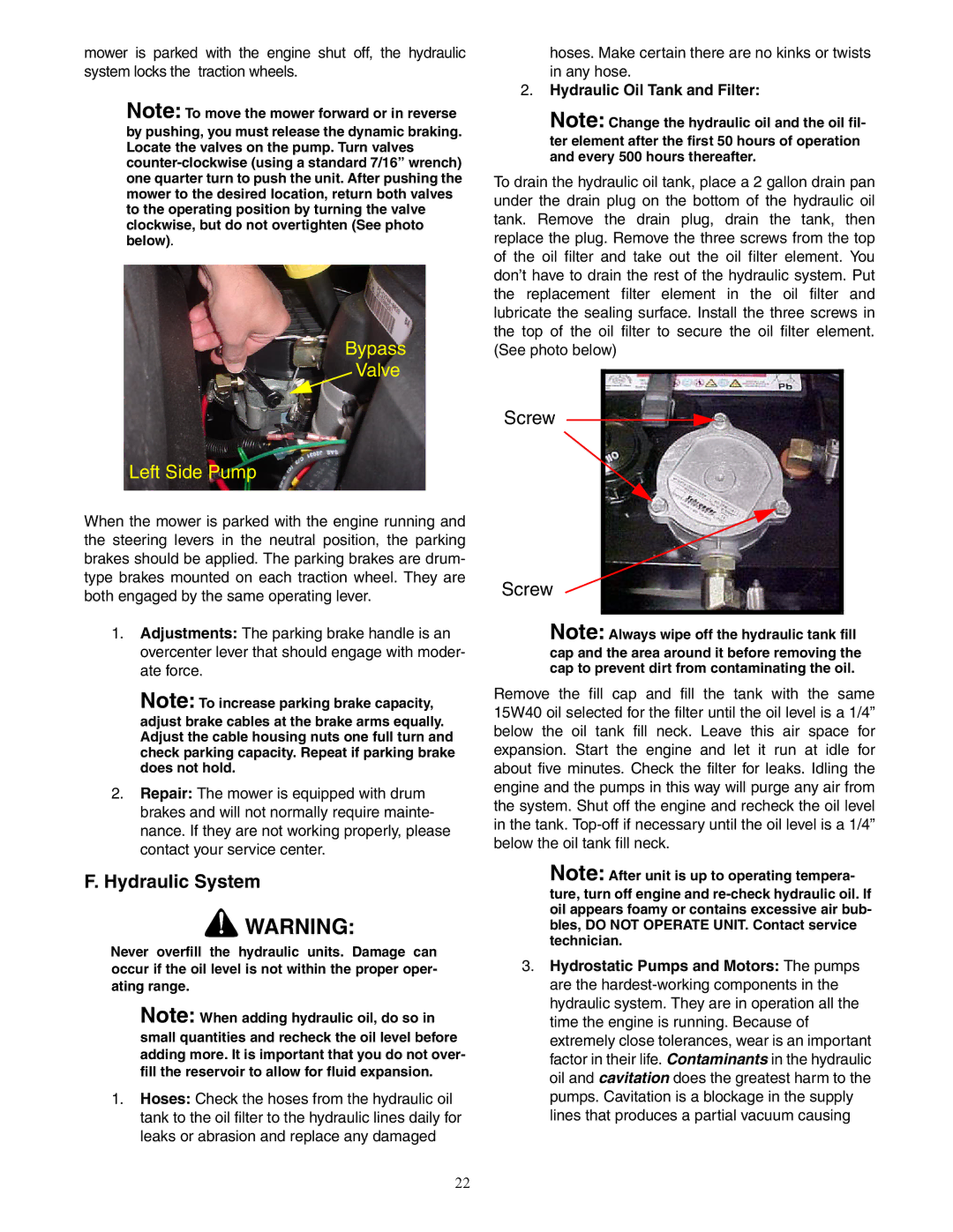 Cub Cadet 53AJ8CTX750 service manual Bypass Valve Left Side Pump, Hydraulic Oil Tank and Filter 