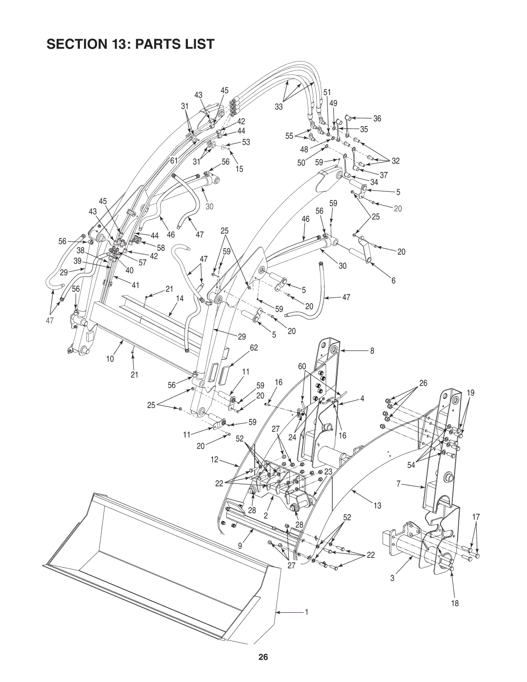 Cub Cadet 59A40003727 manual Parts list 