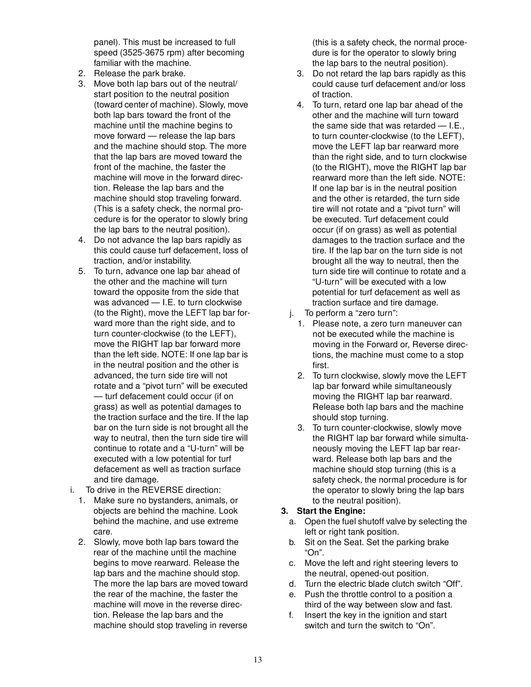 Cub Cadet 60-inch & 72-inch Fabricated Deck service manual Start the Engine 