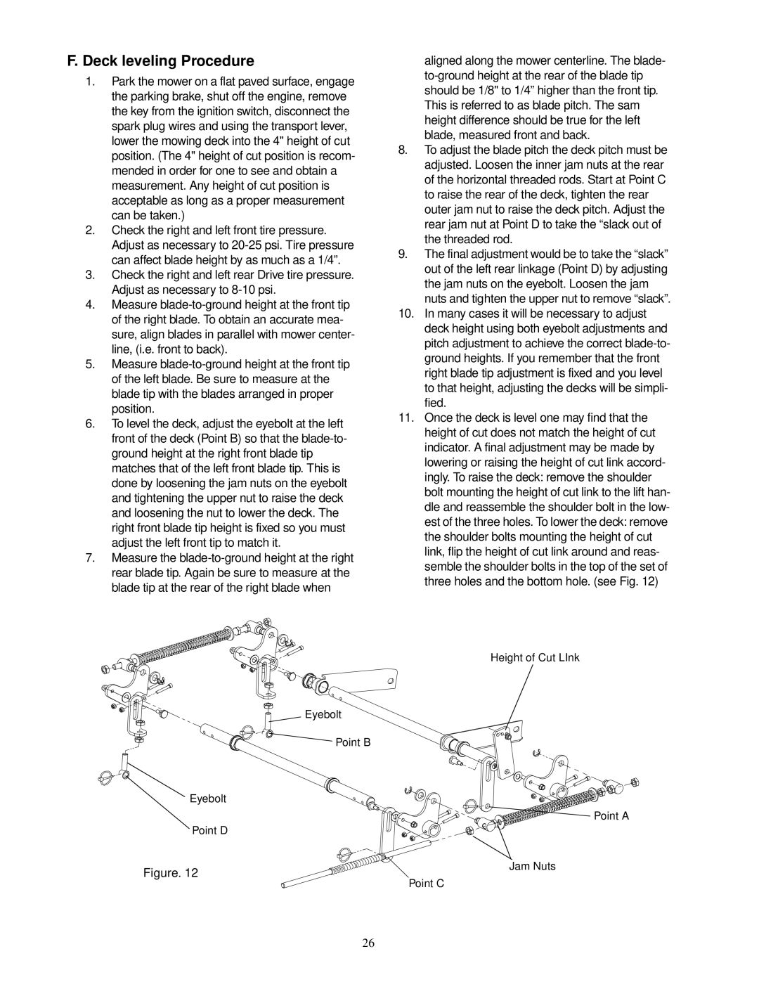 Cub Cadet 60-inch & 72-inch Fabricated Deck service manual Deck leveling Procedure 