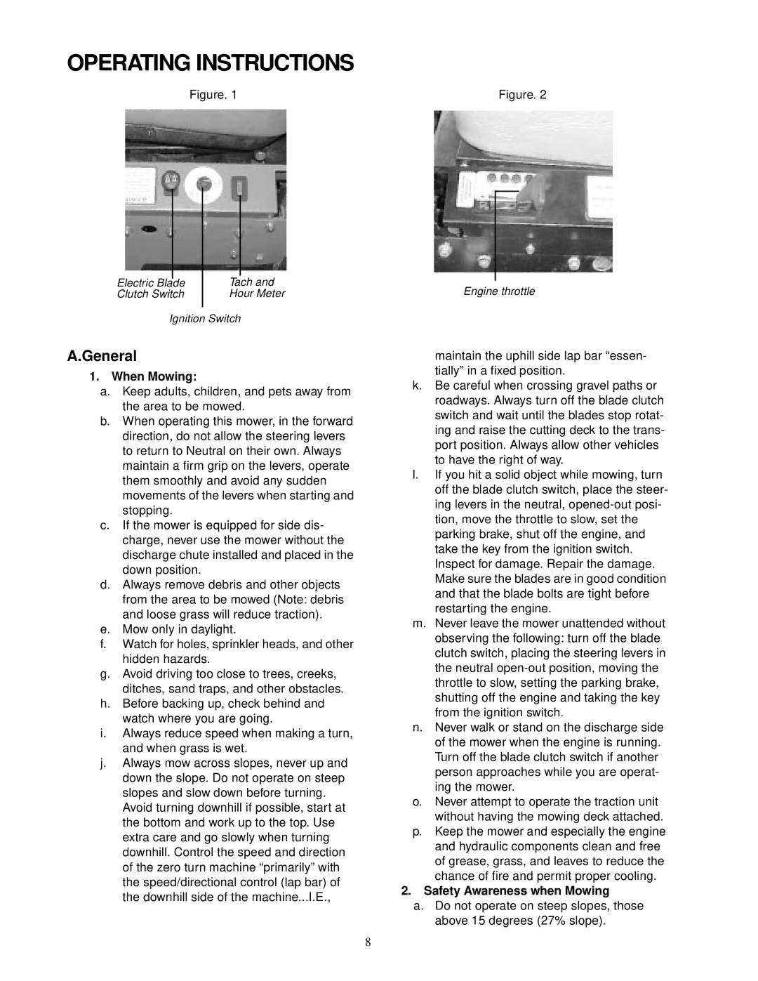 Cub Cadet 60-inch & 72-inch Fabricated Deck Operating Instructions, When Mowing, Safety Awareness when Mowing 