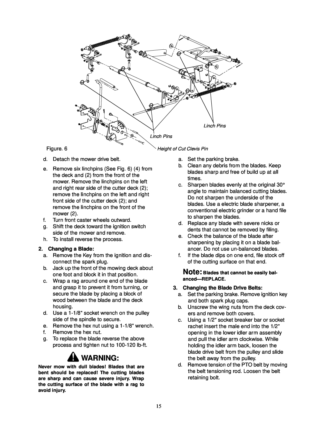 Cub Cadet 60-inch & 72-inch Fabricated Deck service manual Changing a Blade, Changing the Blade Drive Belts 