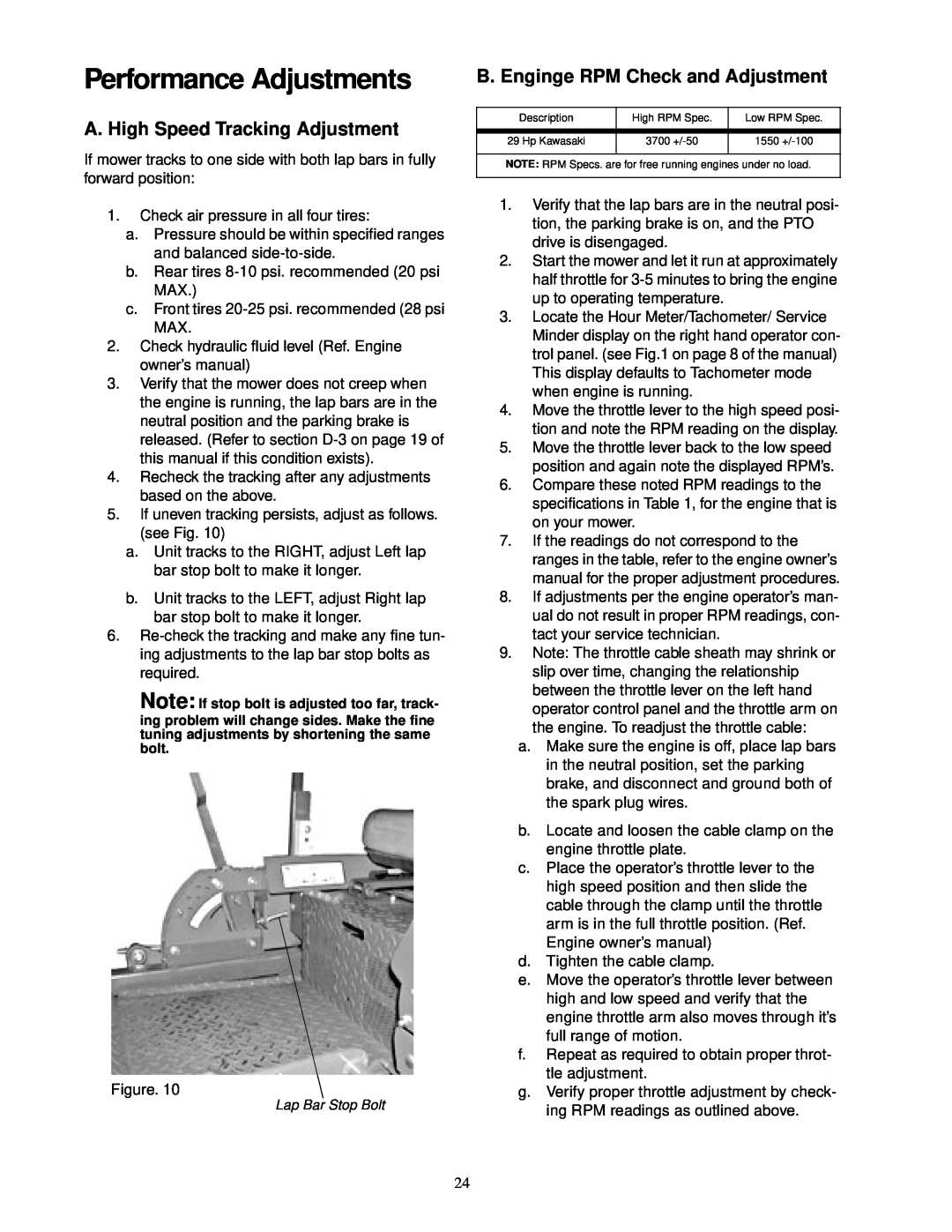 Cub Cadet 60-inch & 72-inch Fabricated Deck service manual Performance Adjustments, A. High Speed Tracking Adjustment 
