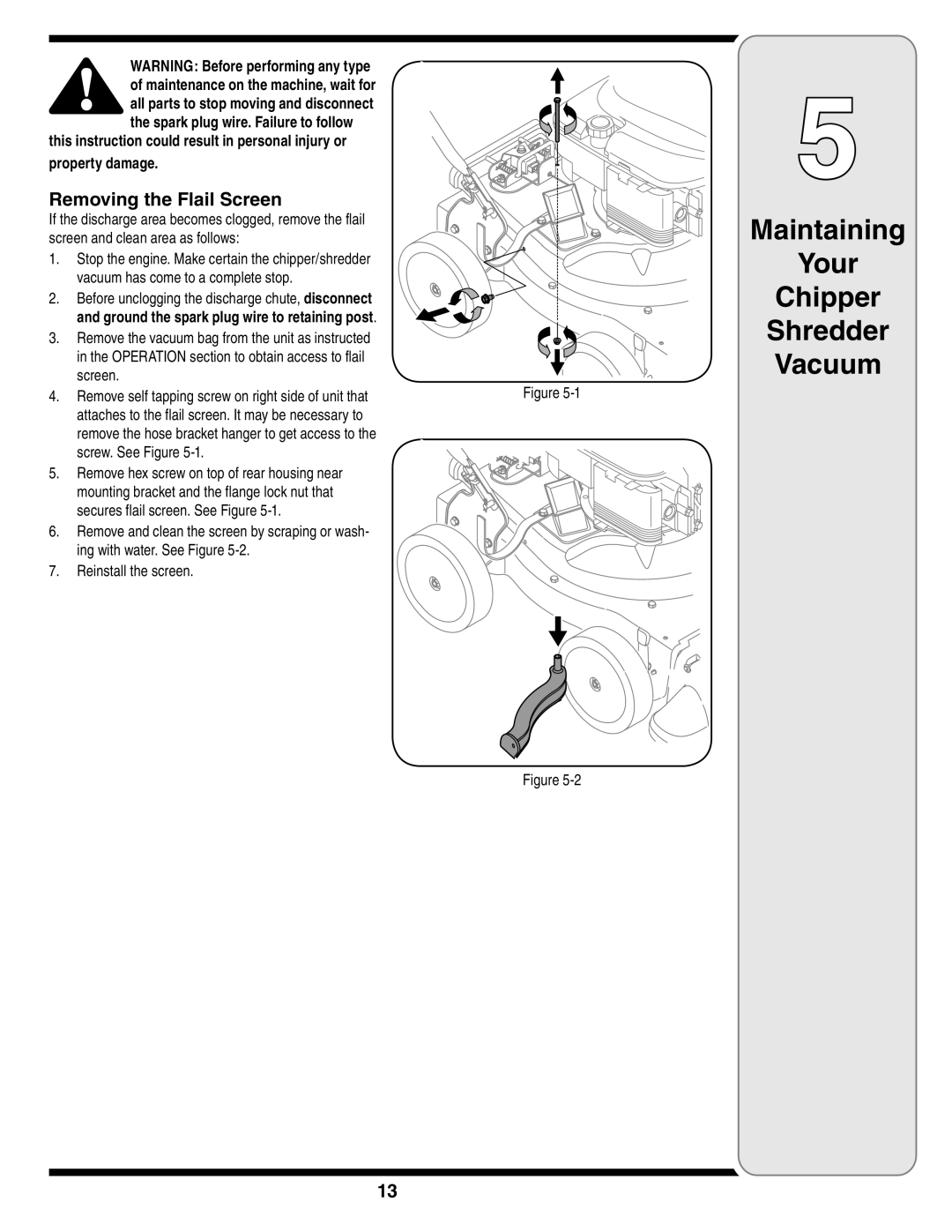 Cub Cadet 60 warranty Removing the Flail Screen 